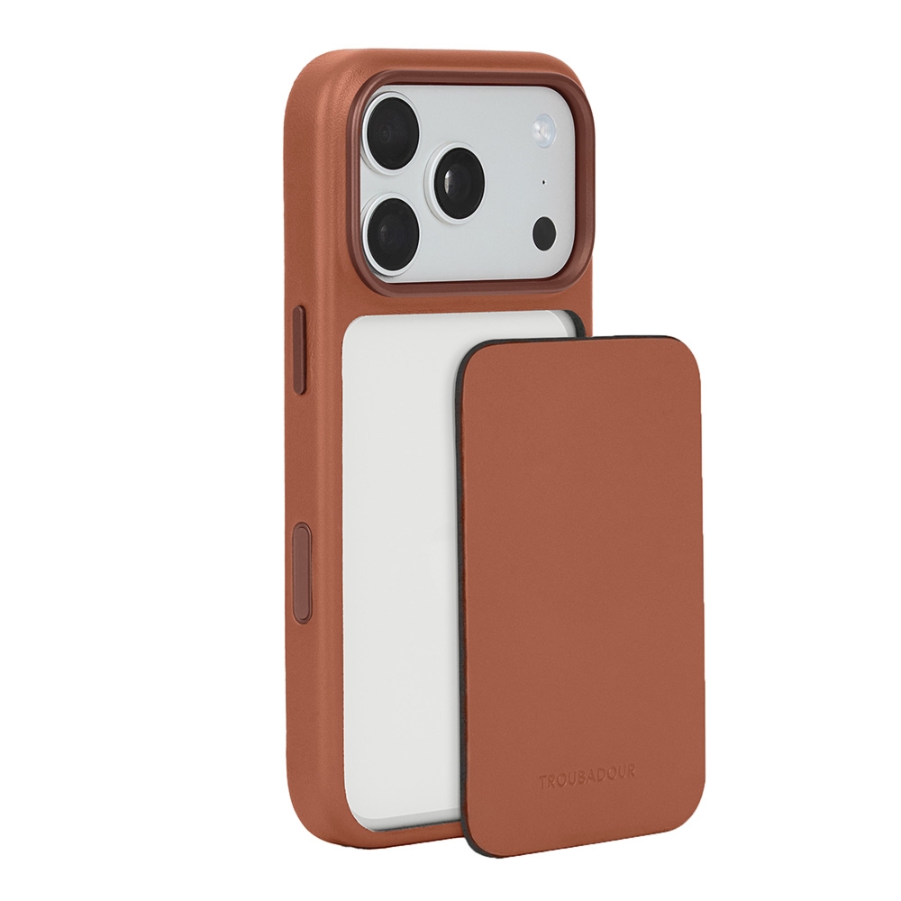 Skórzane etui z modularnymi pleckami Troubadour Modular Leather Case do MagSafe do iPhone 18 Pro, brązowe