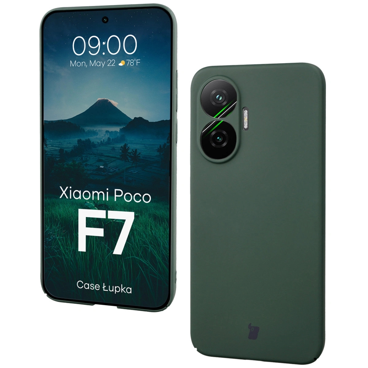 Etui Bizon Case Łupka do Xiaomi POCO F7, zielone