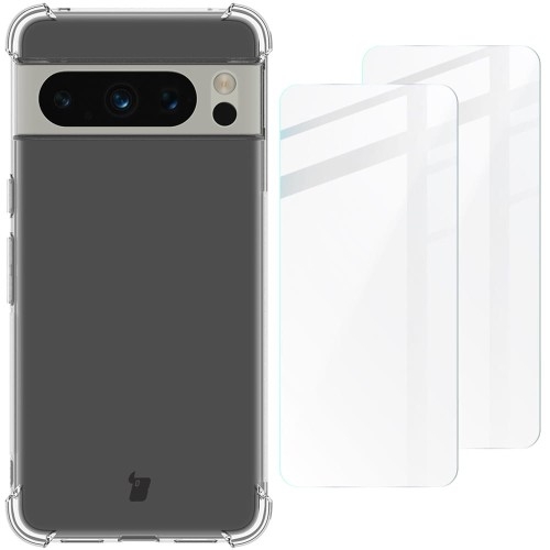 Image of Etui + 2x szkło Bizon Case Clear Pack do Google Pixel 8 Pro, przezroczyste