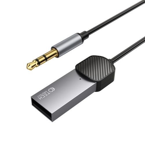 Image of Tech-Protect Adapter Audio Transmiter AUX 3.5mm Mini Jack z Bluetooth 5.0 + zasilanie USB-A, szary