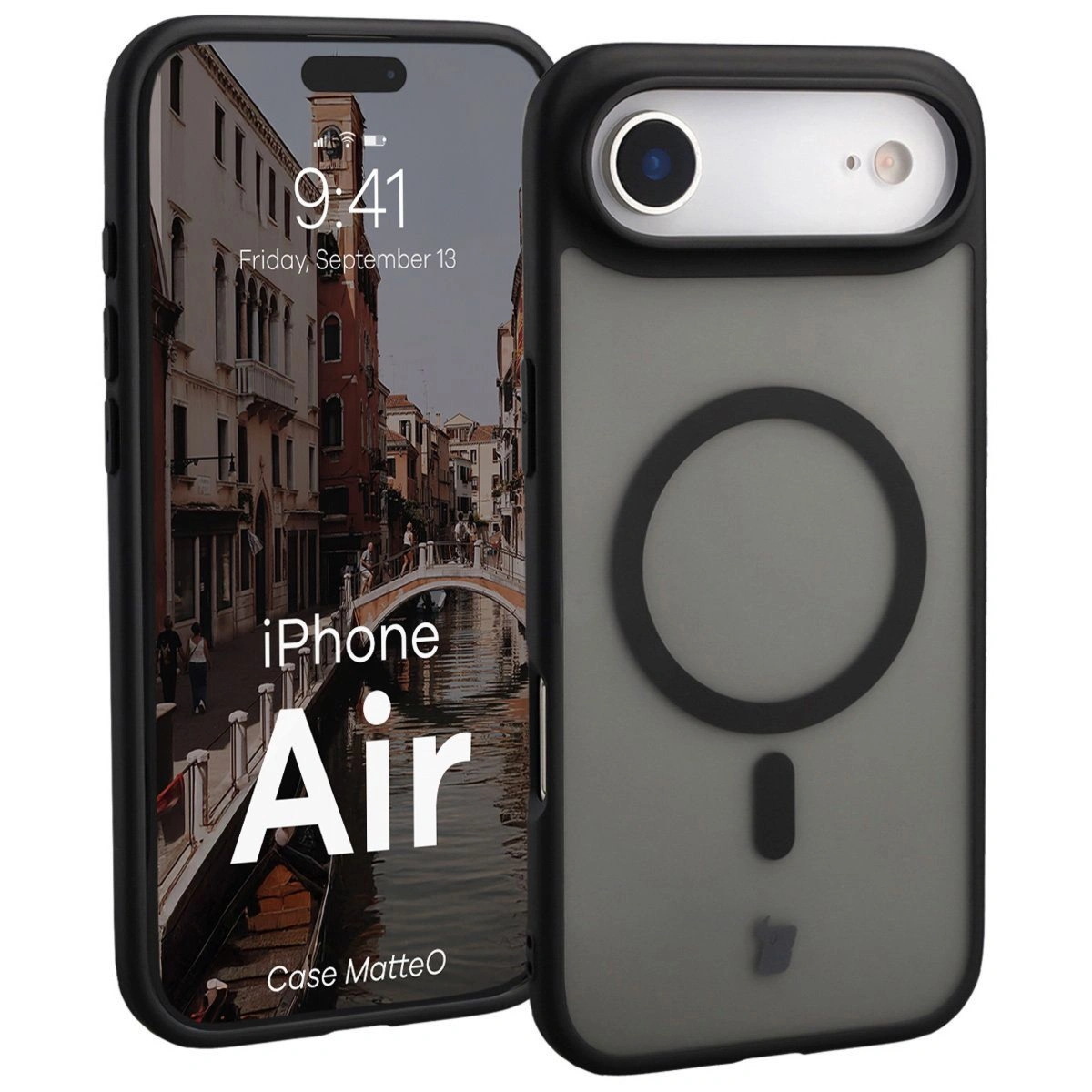 Etui z pierścieniem magnetycznym Bizon Case MatteO do iPhone Air, przydymione-czarne