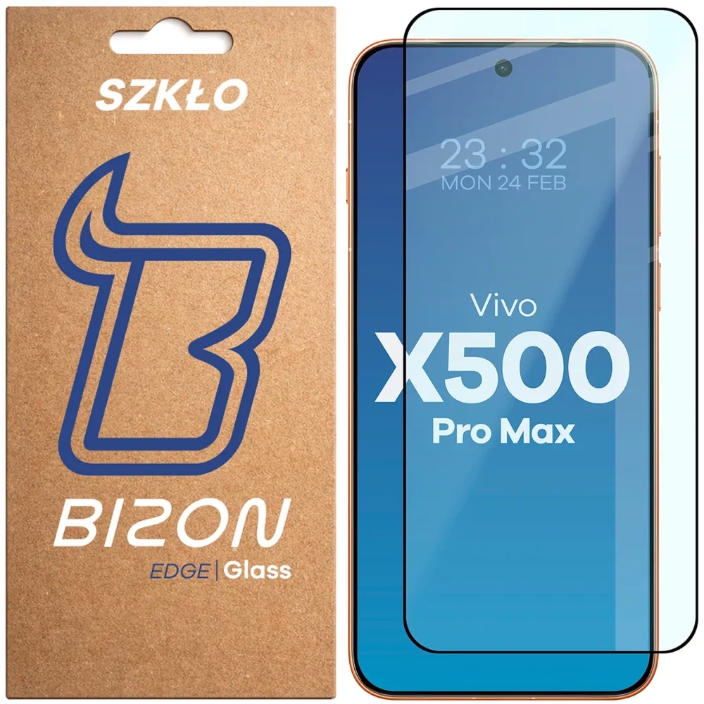 Szkło hartowane Bizon Glass Edge do Vivo X500 Pro Max, czarna ramka