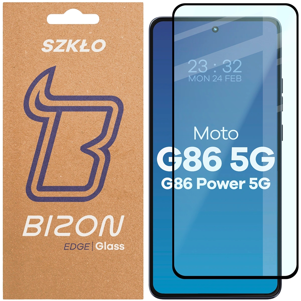 Szkło hartowane Bizon Glass Edge do Motorola Moto G86 5G / G86 Power 5G, czarna ramka