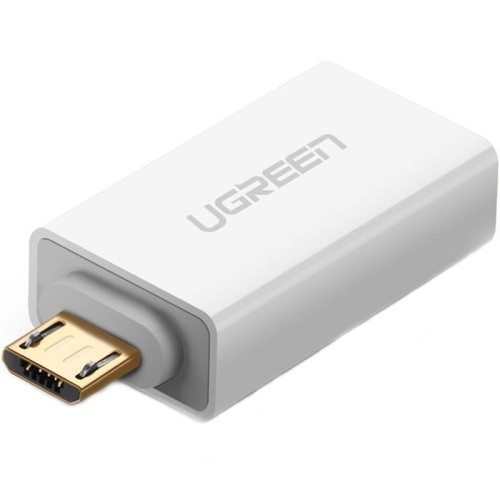 Image of Adapter, przejściówka Ugreen micro USB-B - USB-A 2.0 OTG, biały