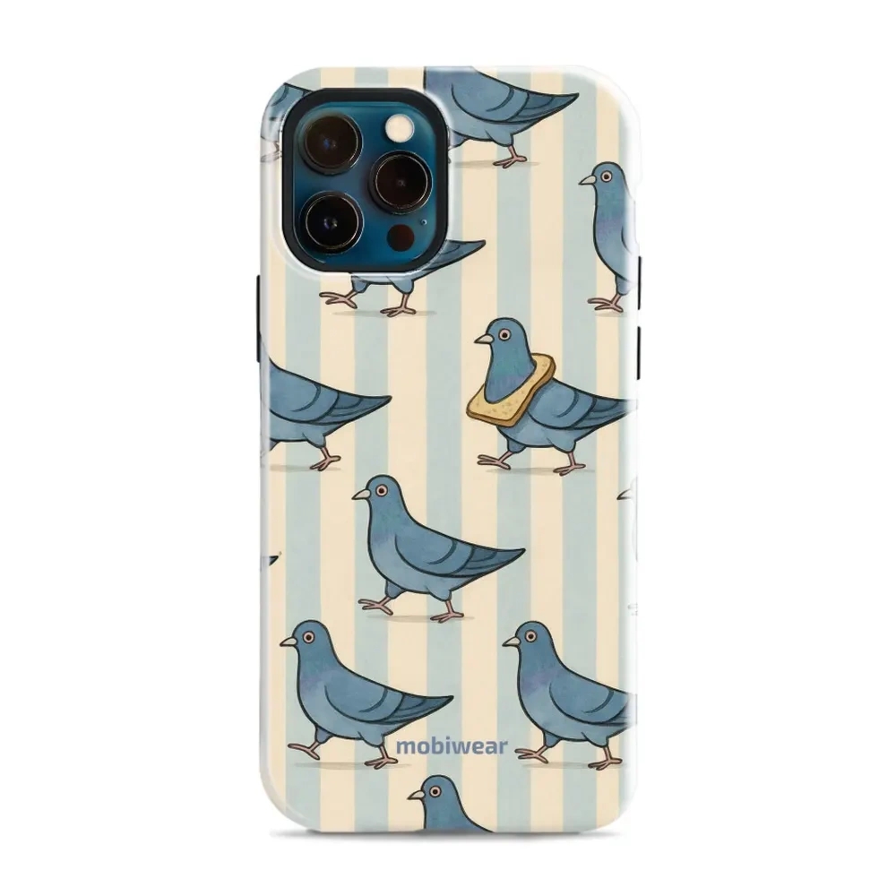Etui ochronne do iPhone 12 Pro, Mobiwear Elite Pro, błękitne gołębie
