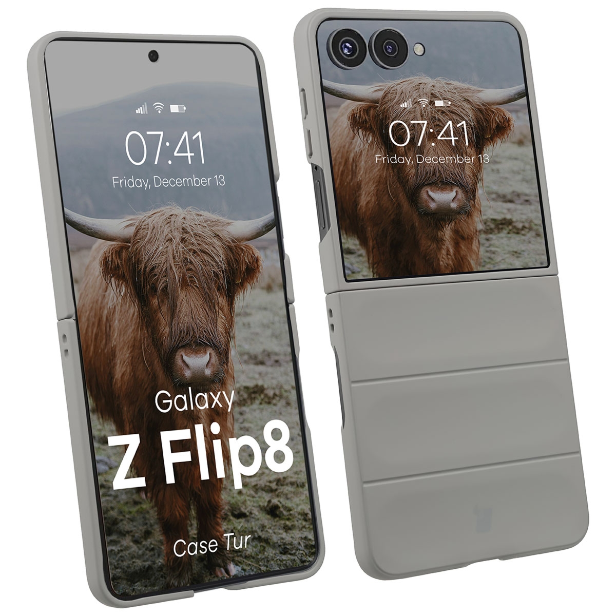Pancerne etui Bizon Case Tur do Galaxy Z Flip8, jasnoszare