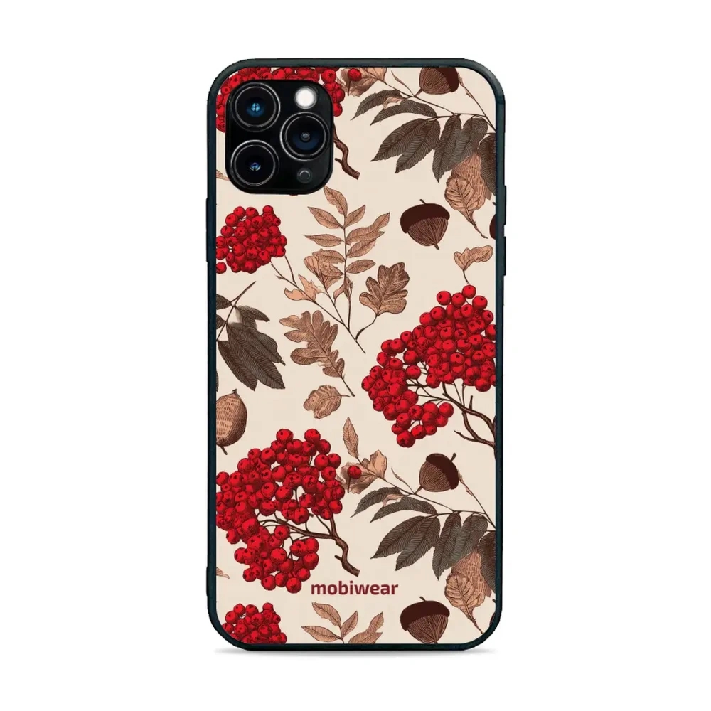 Etui ochronne do iPhone 11 Pro Max, Mobiwear Glossy Case, jarzębina na ecru