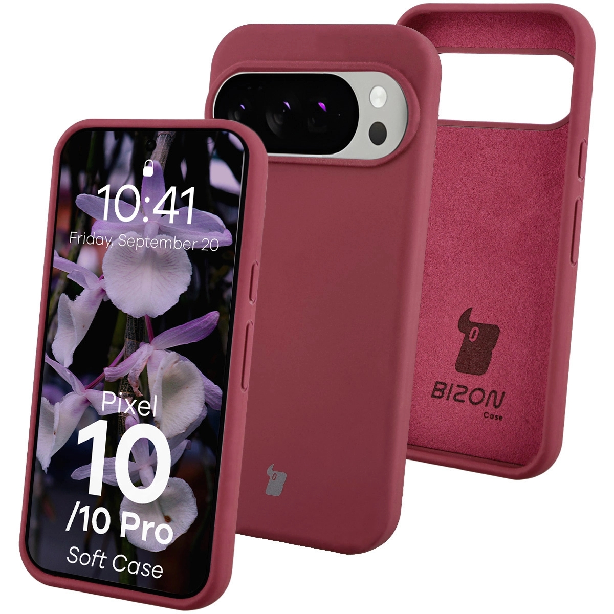 Image of Silikonowe etui Bizon Soft Case do Google Pixel 10 / 10 Pro, ciemnofioletowe