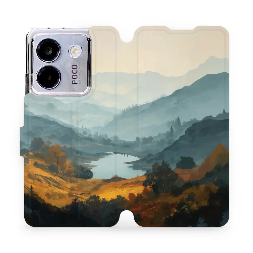 Etui z klapką do Xiaomi POCO M7 Pro 5G, Mobiwear Book, jezioro w dolinie