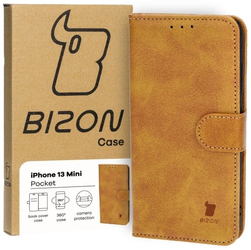 Image of Etui Bizon Case Pocket do Apple iPhone 13 Mini, brązowe