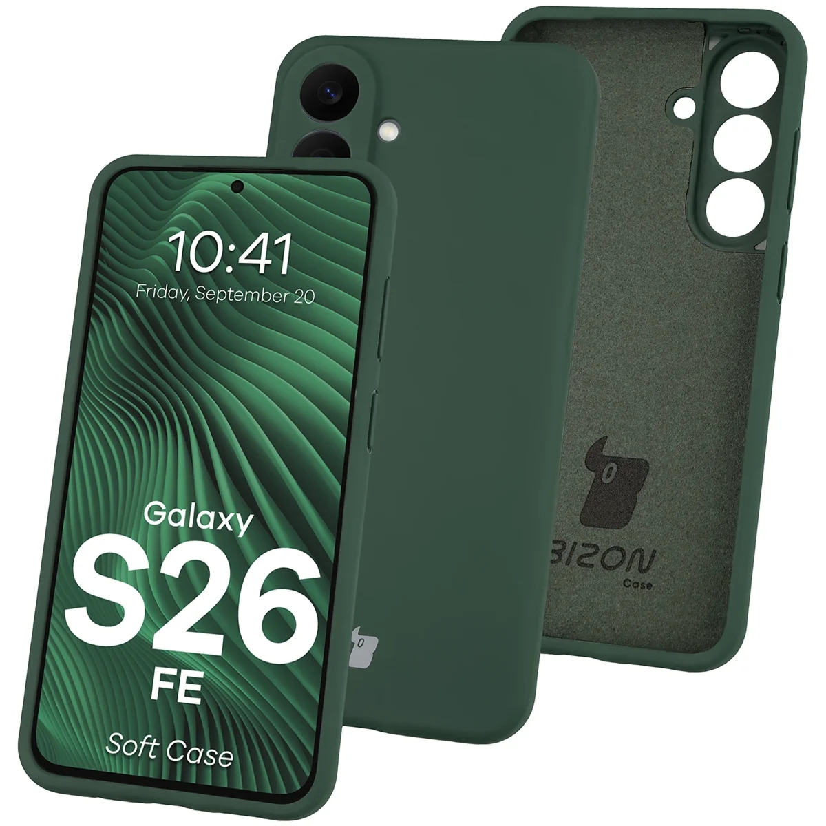 Silikonowe etui Bizon Soft Case do Galaxy S26 FE, ciemnozielone