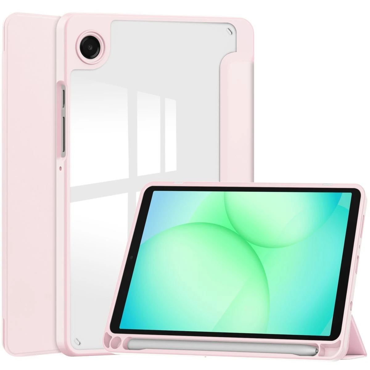 Etui z klapką Bizon Case Tab Clear Matt do Galaxy Tab A11 / A9, różowe