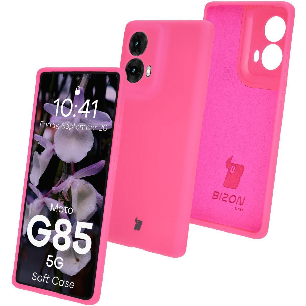 Silikonowe etui Bizon Soft Case do Motorola Moto G85 5G, neonowo-różowe
