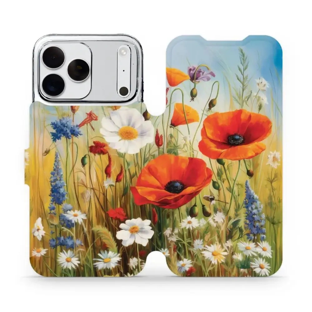 Etui z klapką do iPhone 18 Pro Max, Mobiwear Book, łąkowe kwiaty