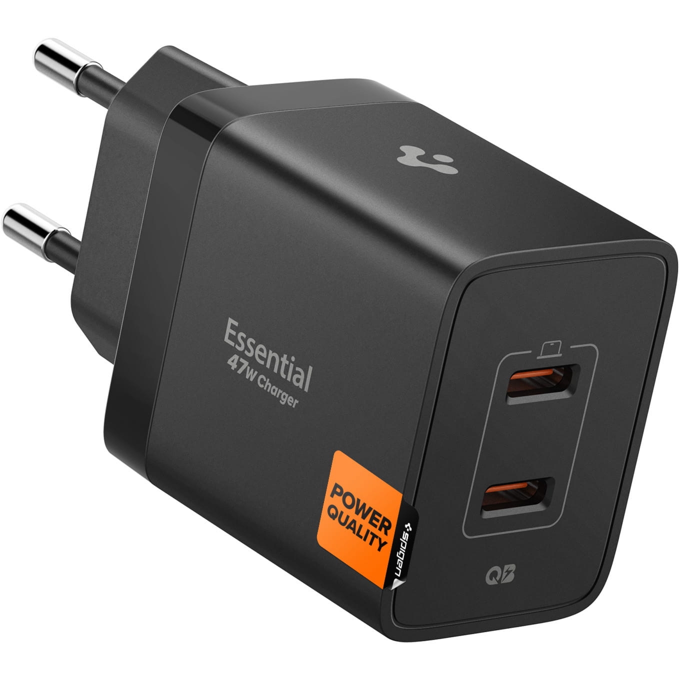 Ładowarka sieciowa GaN 2x USB-C, 47W, Spigen Essential EE472EU, czarna