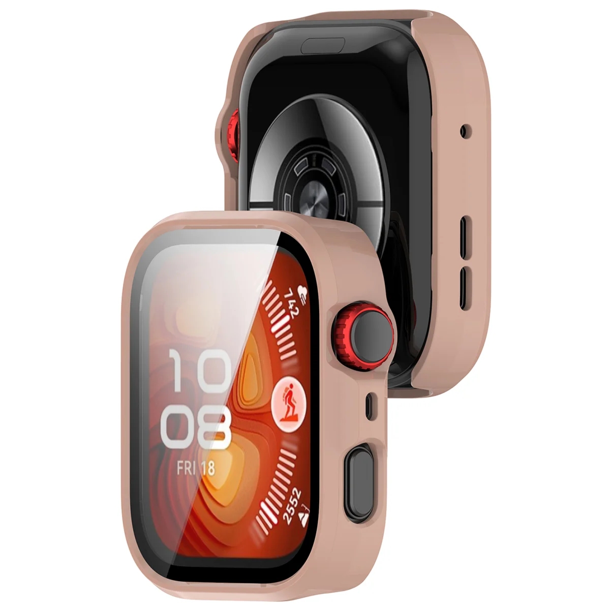 Etui ze szkłem do zegarka Bizon Case Watch Adamo do Huawei Watch Fit 5 Pro, różowe