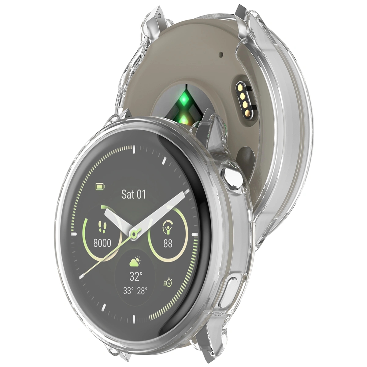 Etui z osłoną ekranu Bizon Case Watch Felipe do Garmin Venu 4 45 mm, przeźroczyste