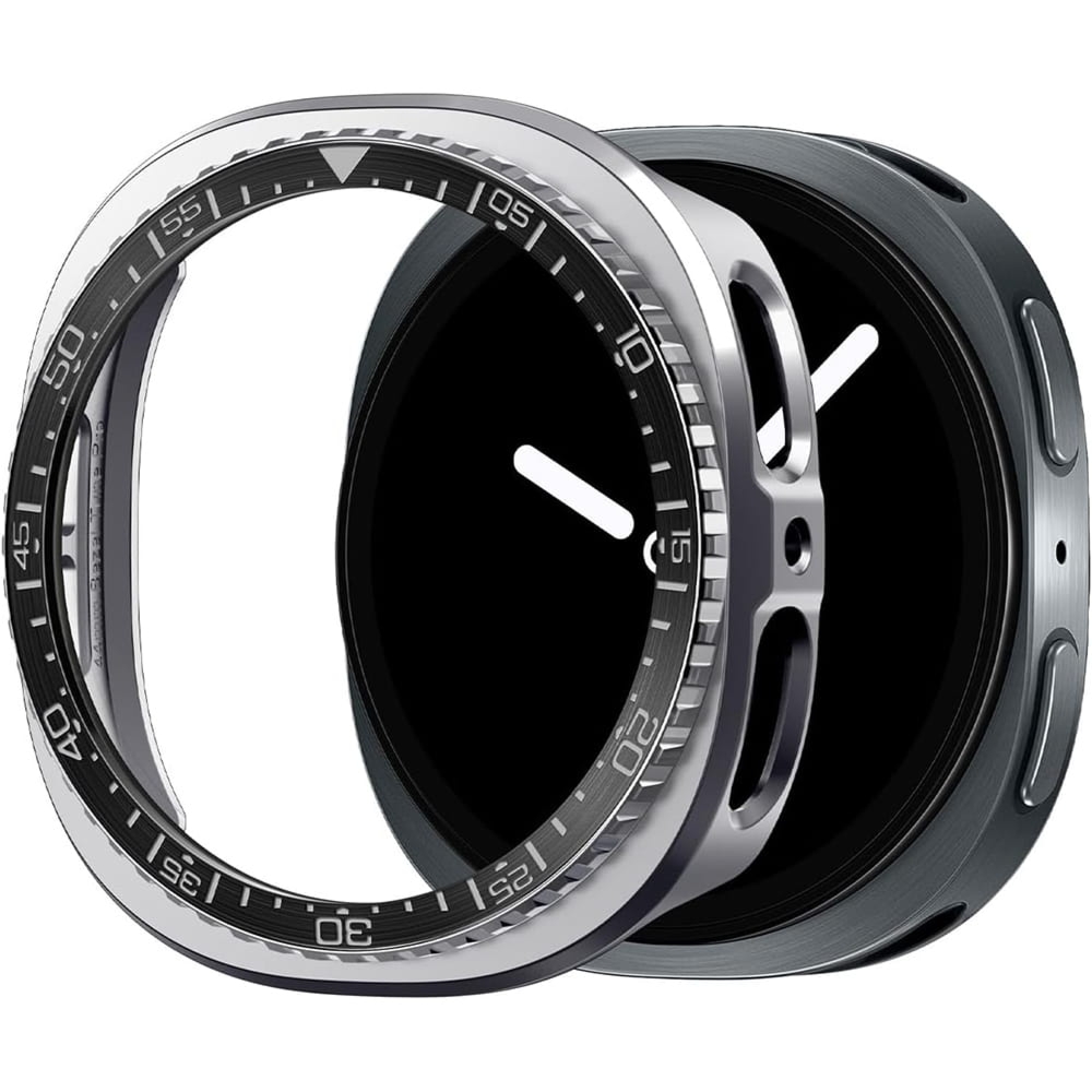 Osłona i obudowa na bezel Spigen Bezel Tune Pro do Galaxy Watch 8 44 mm, czarno-srebrna