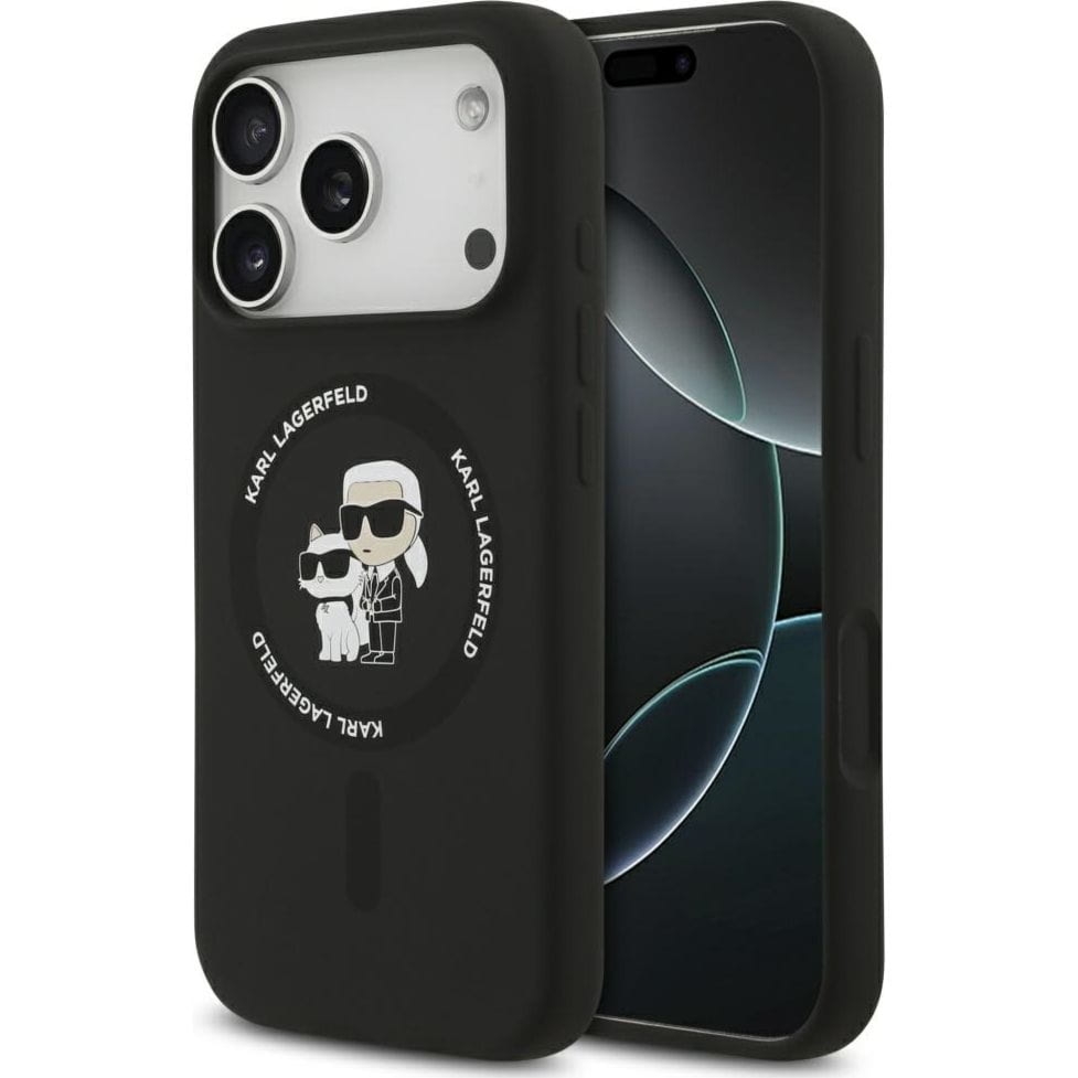 Etui Karl Lagerfeld Hardcase Silicone Karl & Choupette Body Ring do MagSafe do iPhone 18 Pro Max / 17 Pro Max, czarne