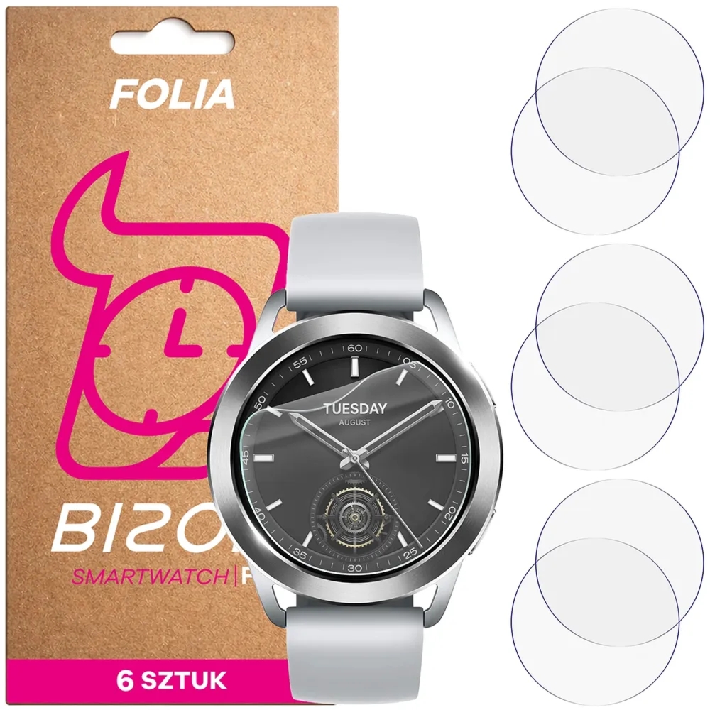 Folia ochronna na ekran zegarka Bizon Watch Film HydroFlex do Xiaomi Watch S3 47mm, 6 sztuk