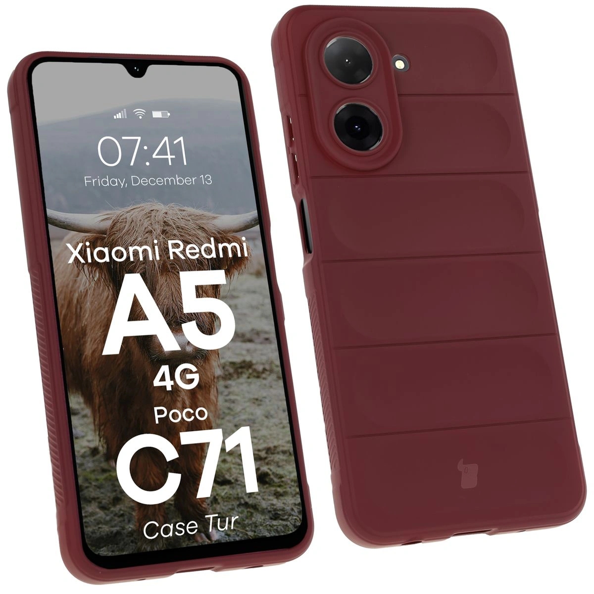 Image of Pancerne etui Bizon Case Tur do Xiaomi Redmi A5 4G / POCO C71 4G, burgundowe