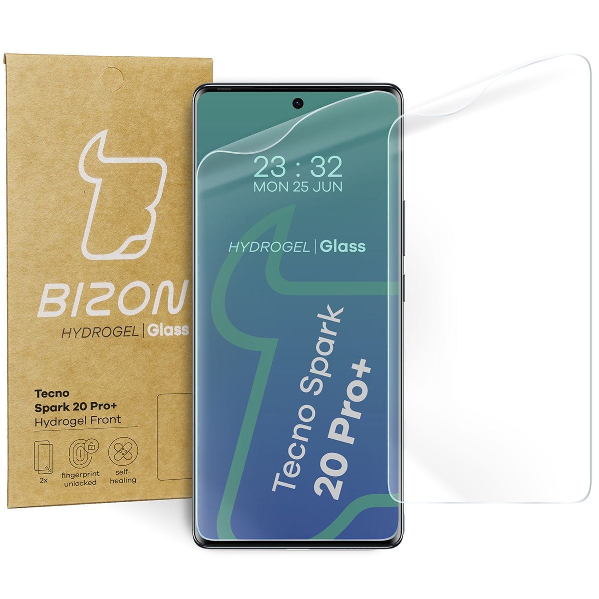 Folia hydrożelowa na ekran Bizon Film Hydrogel Front Duo do Tecno Spark 20 Pro+, 2 sztuki
