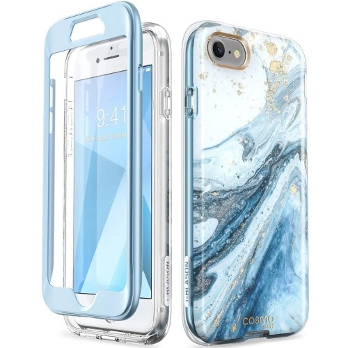 Image of Etui pancerne Supcase i-Blason Cosmo SP iPhone SE 2022/2020, 8/7, marmurowe niebieskie