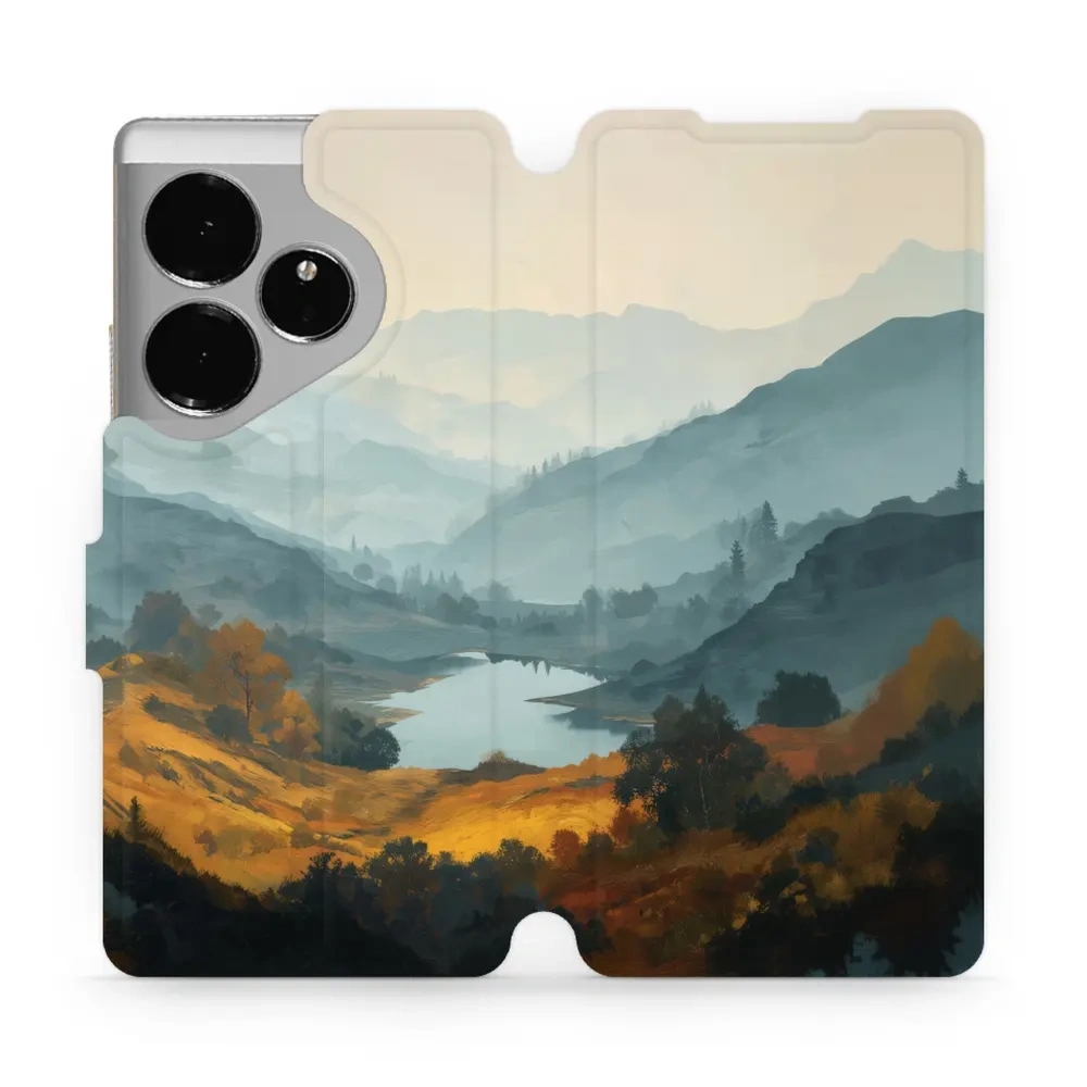 Etui z klapką do realme GT 6, Mobiwear Book, jezioro w dolinie