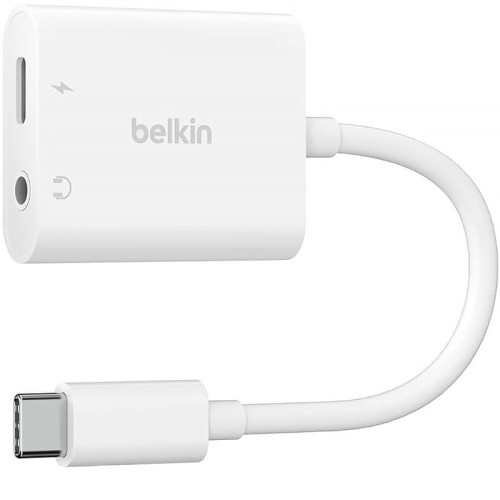 Image of Adapter Belkin RockStar 3.5mm Audio + USB-C Charge 60W, biały