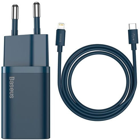 Image of Ładowarka sieciowa Baseus Super Si USB-C 20W + kabel Lightning, niebieska