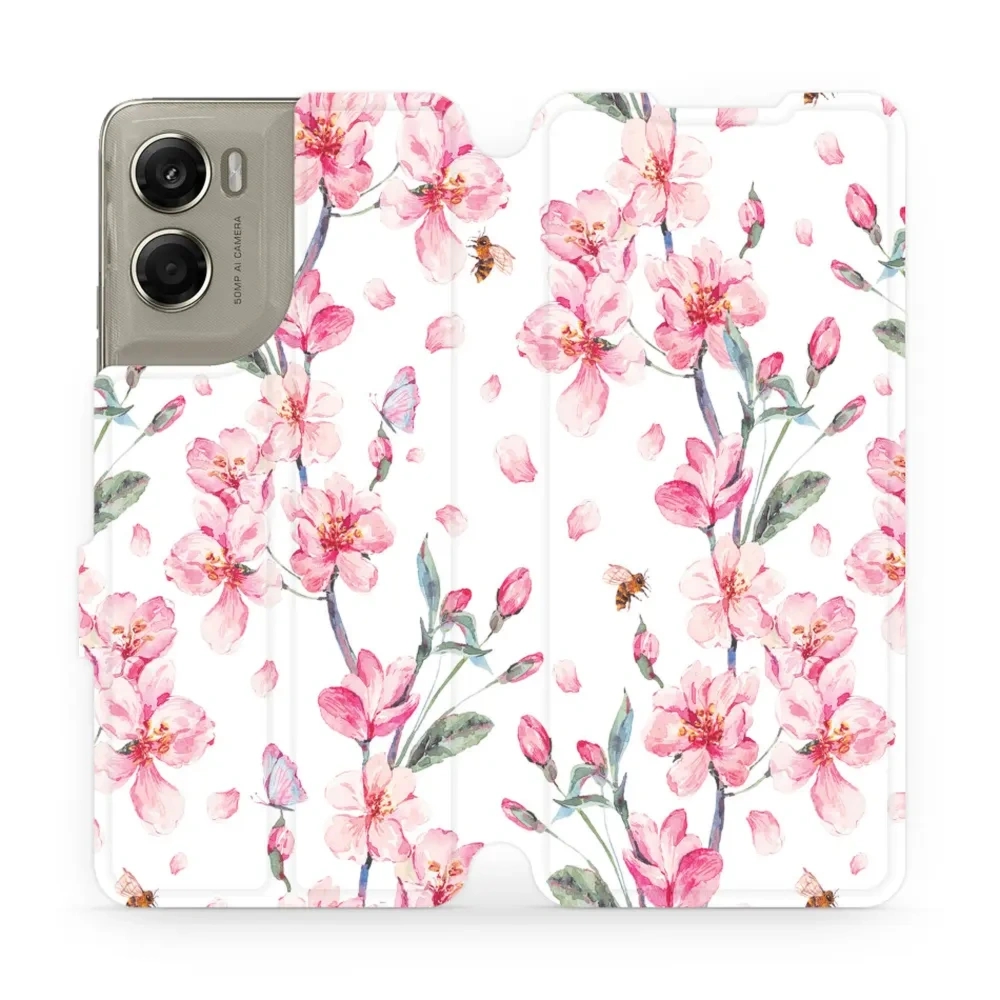 Etui z klapką do Motorola Moto G06 4G / Motorola Moto G06 Power 4G, Mobiwear Book, różowa wiosna