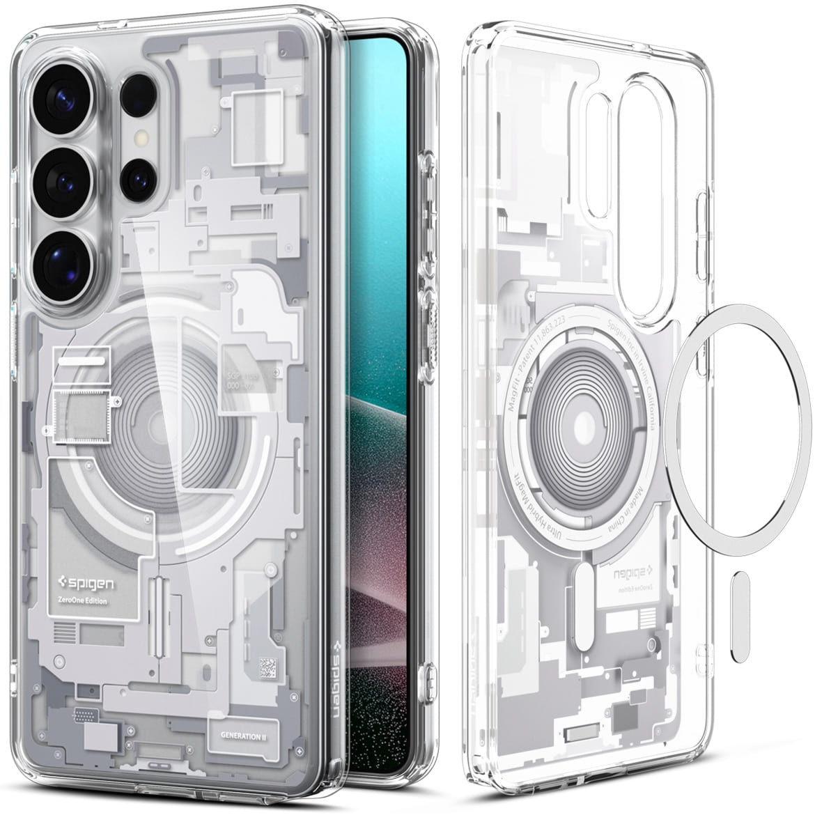 Etui Spigen Ultra Hybrid Mag do MagSafe do Galaxy S26 Ultra, biało-szare (Zero One)