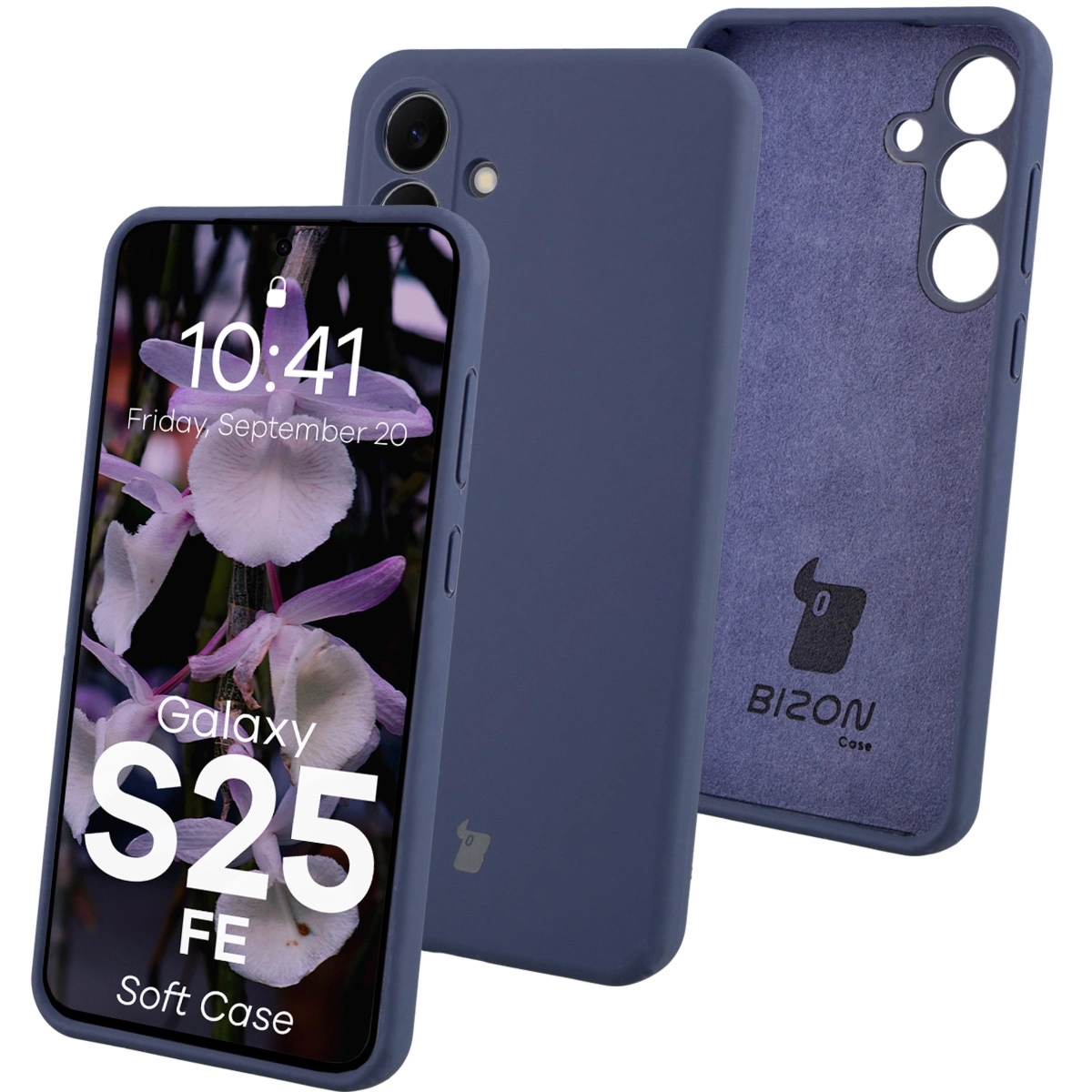 Silikonowe etui Bizon Soft Case do Galaxy S25 FE, ciemnoniebieskie