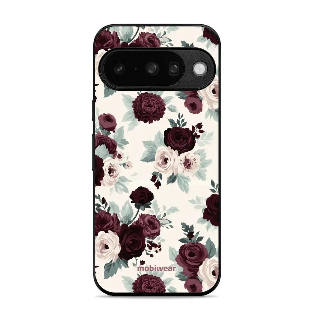 Etui ochronne do Google Pixel 10, Mobiwear Glossy Case, róże z szałwią na kremie