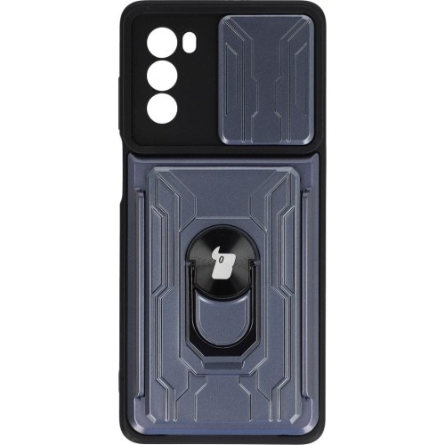 Image of Etui Bizon Case Camshield Card Slot Ring do Moto G62 5G, szare