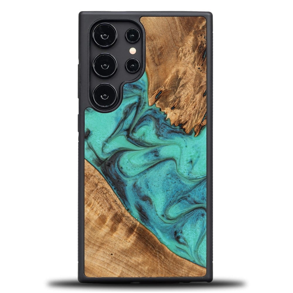 Image of Drewniane etui do Galaxy S25 Ultra, Bewood Unique Turquoise