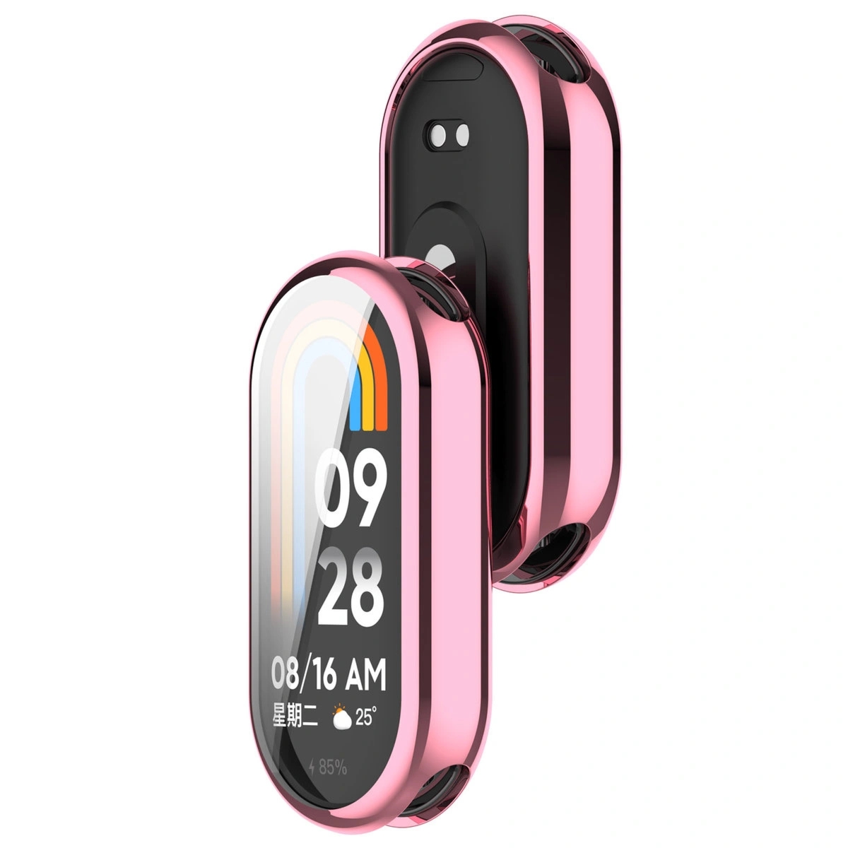 Etui z osłoną ekranu Bizon Case Watch Felipe do Xiaomi Smart Band 10, różowe