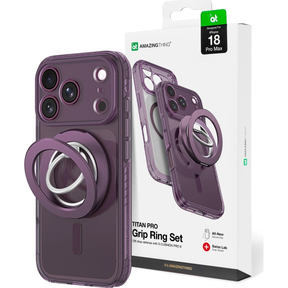 Etui AmazingThing Titan Pro Lens Ring Set do iPhone 18 Pro Max, burgundowe