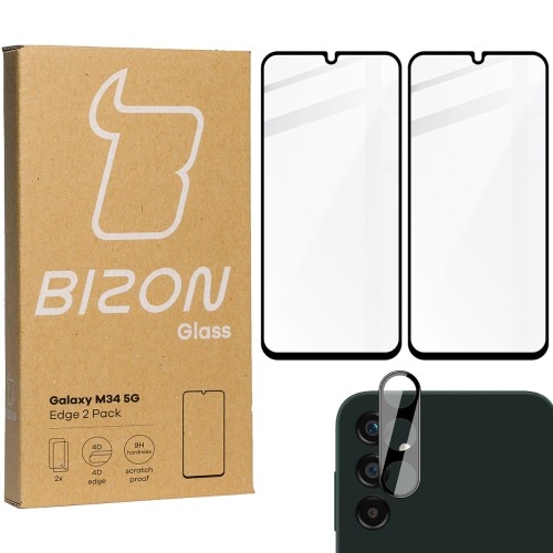 Image of 2x Szkło + szybka na aparat BIZON Edge 2 Pack do Galaxy M34 5G