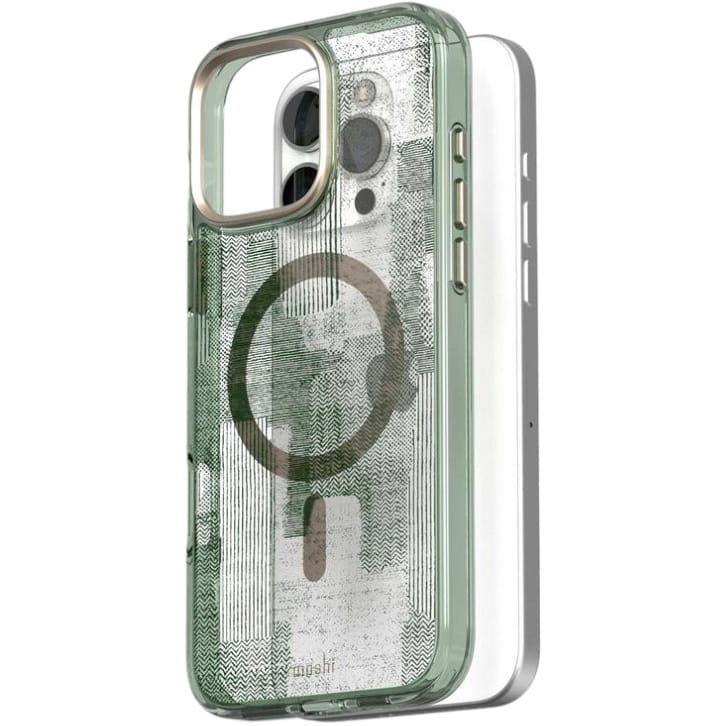 Image of Etui Moshi iGlaze z MagSafe do iPhone 16 Pro Max, przezroczysto-zielone ze srebrnym