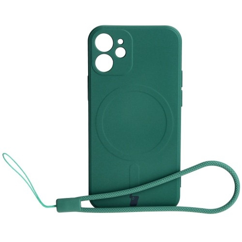 Image of Etui Bizon Case Silicone MagSafe Sq do Apple iPhone 12 Mini, ciemnozielone