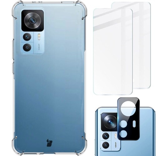 Image of Etui + 2x szkło + obiektyw Bizon Case Clear Pack do Xiaomi 12T, przezroczyste