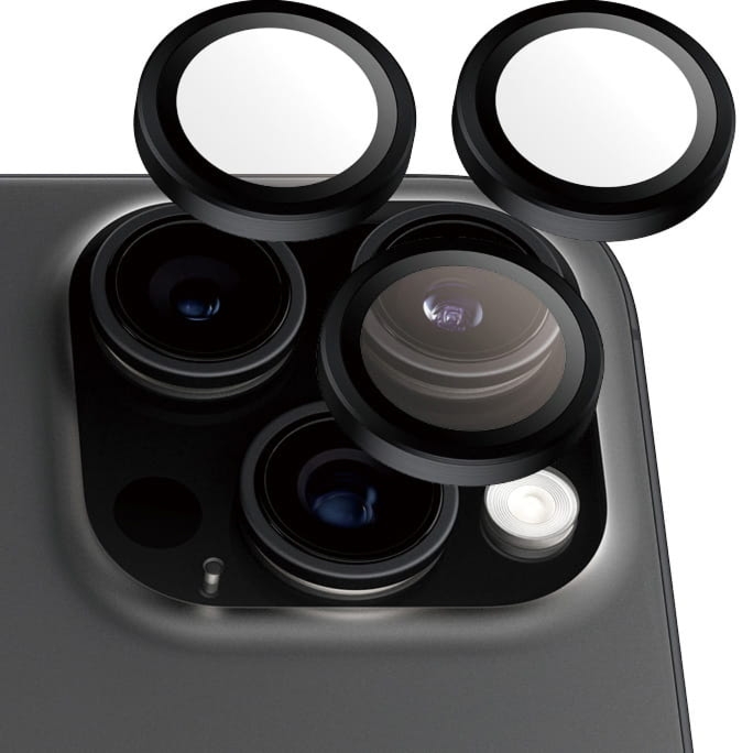 Szkło hartowane na aparat PanzerGlass Hoops Black Metal Edition do iPhone 16  Pro Max / 16 Pro