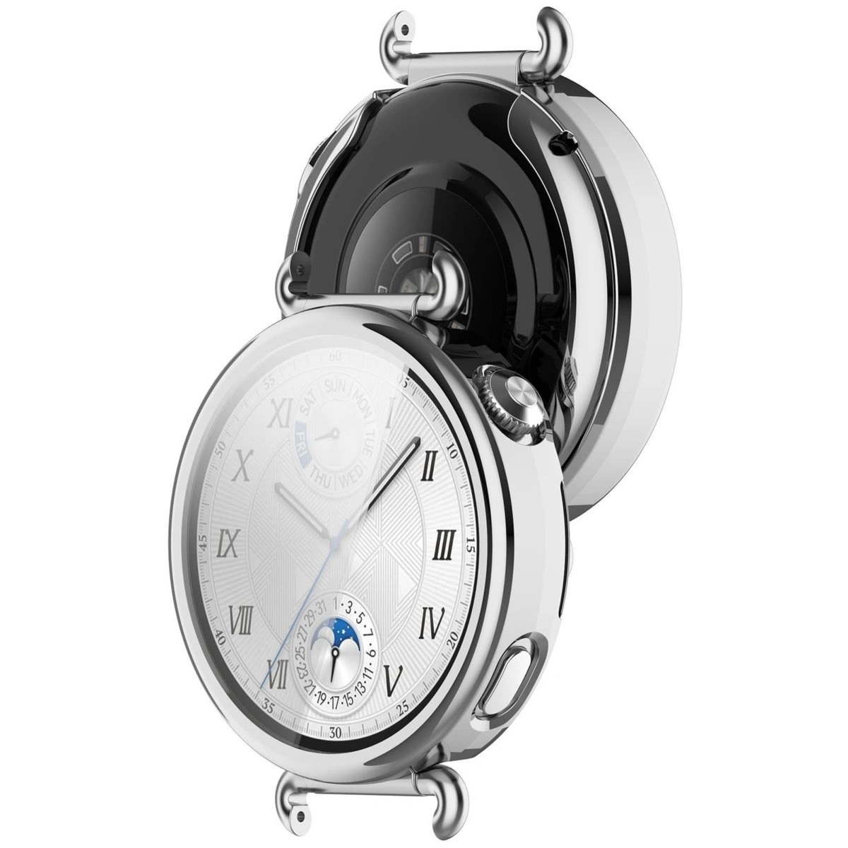 Etui z osłoną ekranu Bizon Case Watch Felipe do Huawei Watch GT6 41 mm, srebrne