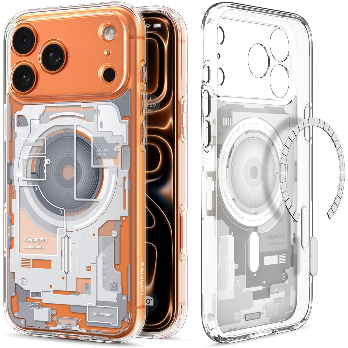 Etui Spigen Ultra Hybrid Mag do MagSafe do iPhone 17 Pro, biało-szare (Zero One)