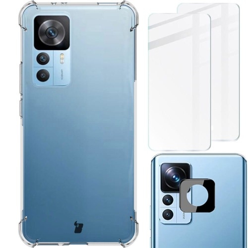 Image of Etui + 2x szkło + obiektyw Bizon Case Clear Pack do Xiaomi 12T Pro, przezroczyste