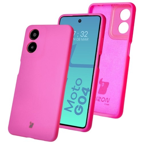 Image of Silikonowe etui Bizon Soft Case do Motorola Moto G04, neonowo-różowe