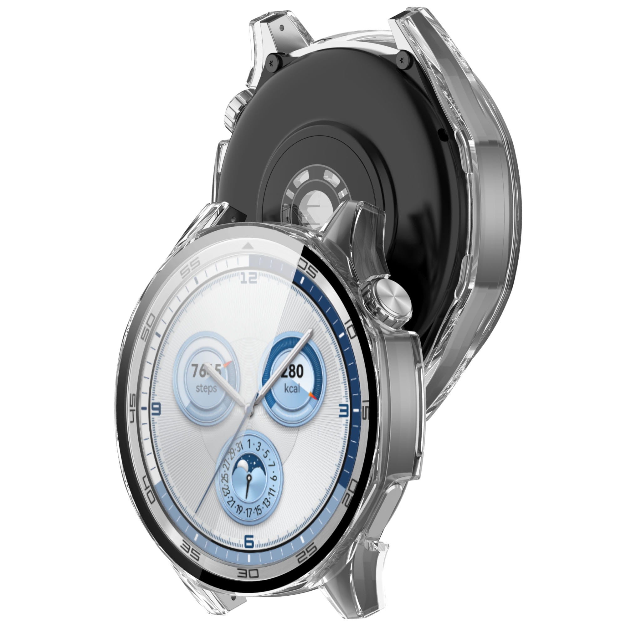 Etui ze szkłem do zegarka Bizon Case Watch Adamo do Huawei Watch GT 5 46 mm, przeźroczyste