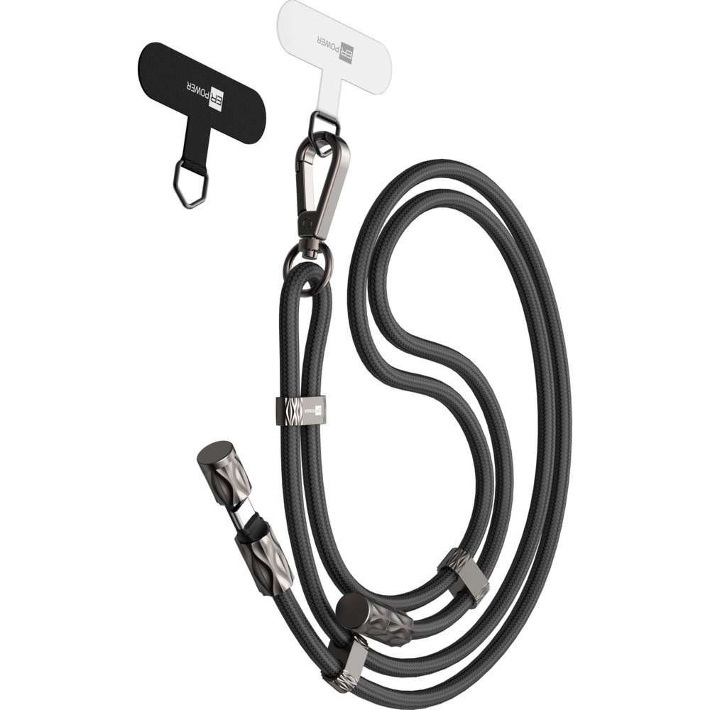 Smycz do telefonu z kablem USB-C do USB-C, ERPOWER Snake Lanyard, PD 240W z ochroną danych, 1.5 m, czarna