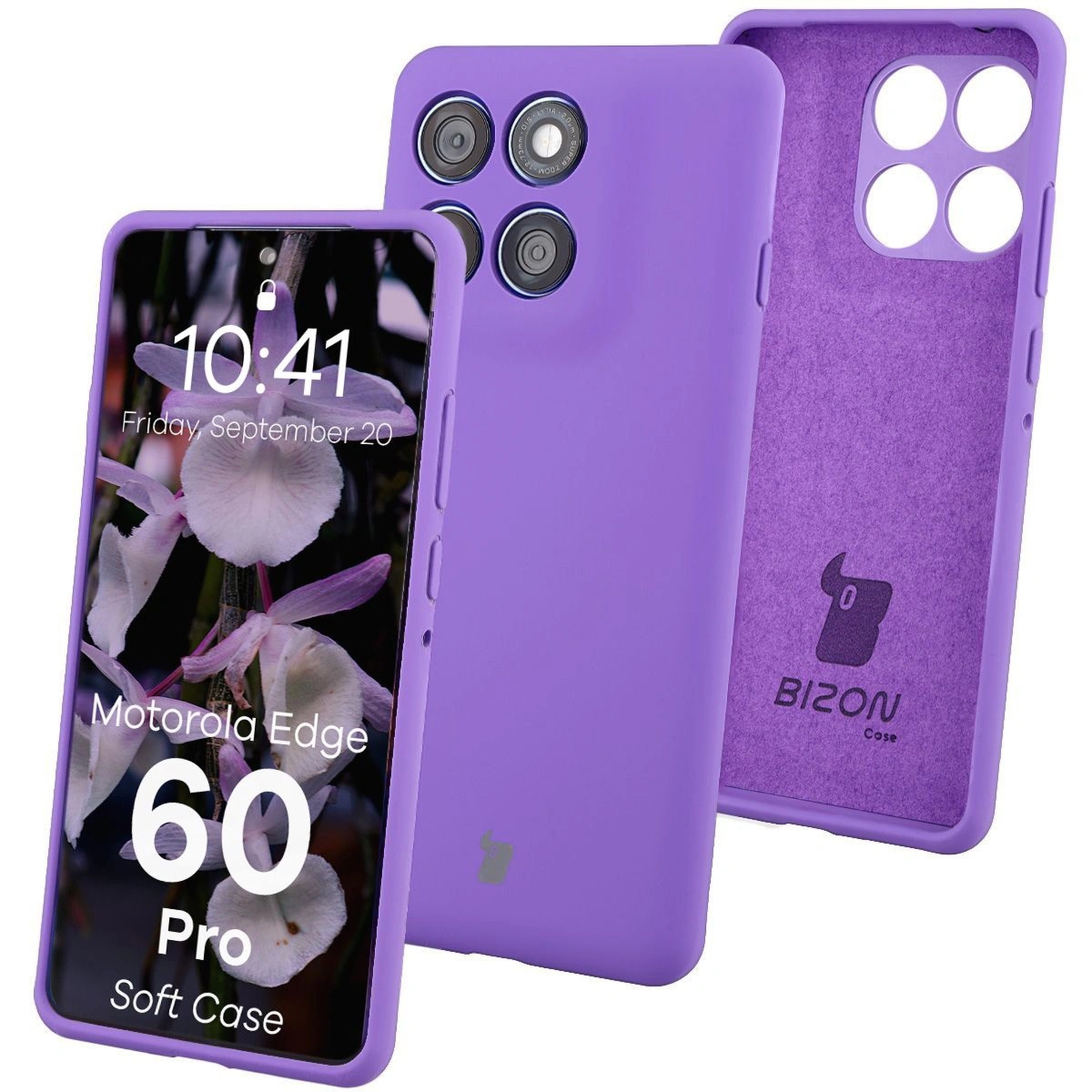 Silikonowe etui Bizon Soft Case do Motorola Edge 60 Pro, fioletowe